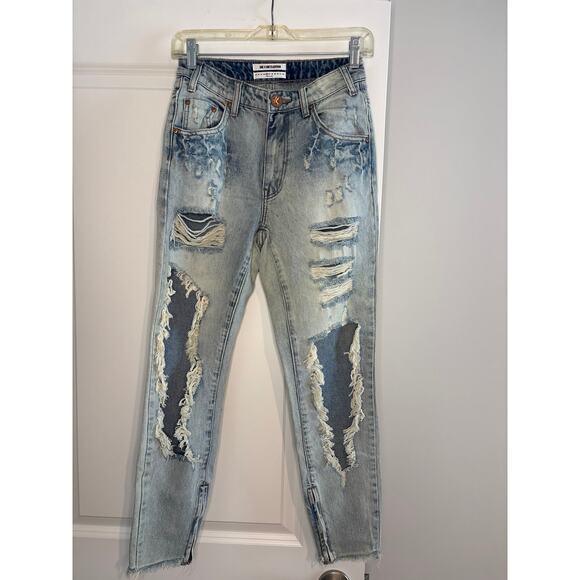One Teaspoon Blue Hart Freebird Denim Jeans High Waist Distressed Size 26 NWT - Picture 4 of 8